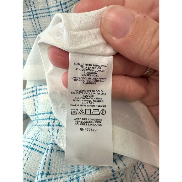 ANN TAYLOR | White Blue Plaid Button Sheath Dress NWT | Size 8 - Picture 8 of 8